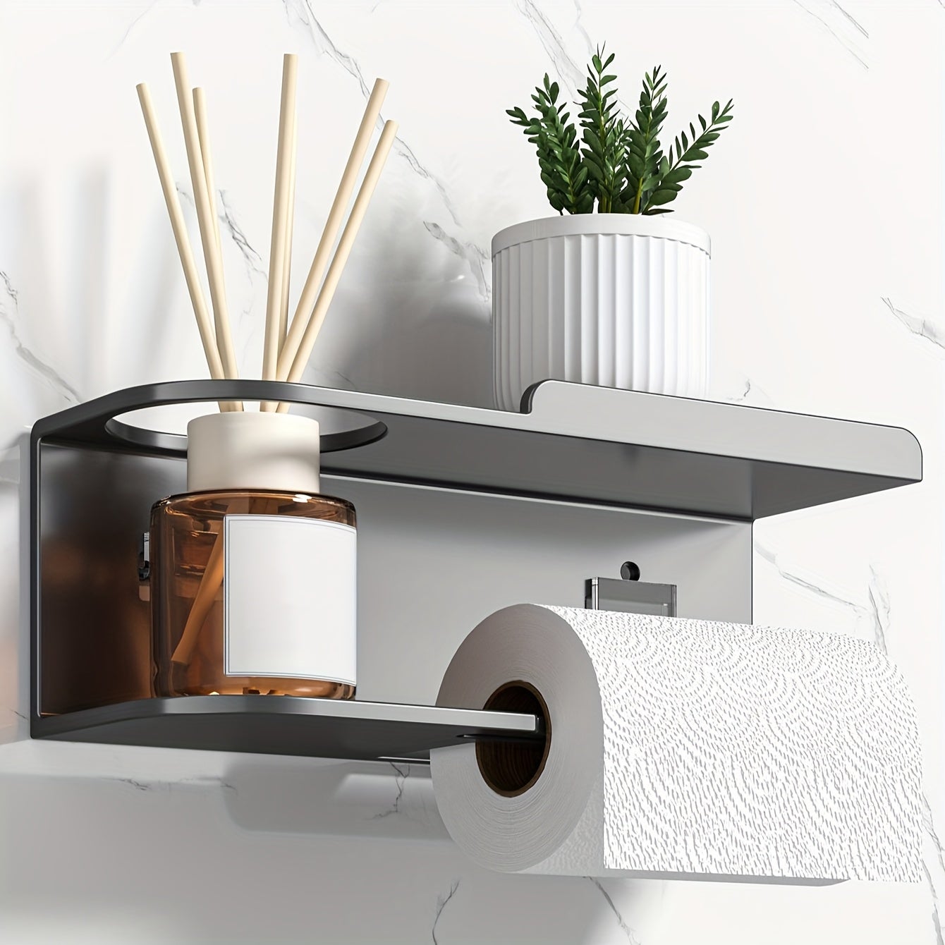 Porte Papier Toilette Autocollant Mural Argenté – Support WC Inox Sans Percer