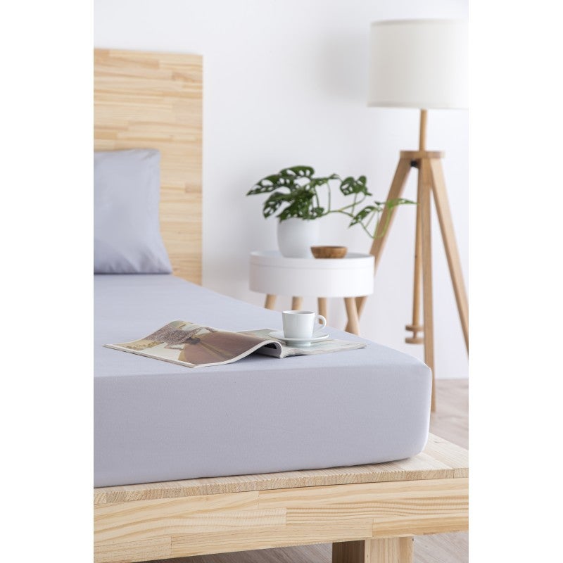 Sábana Bajera Ajustable 90 x 190/200 cm de Microfibra Cepillada Extra Suave Gris claro TODOCAMA - 4