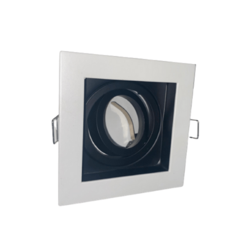 Support Spot Encastrable GU10 Orientable Carré Blanc/Noir - SILAMP - 3