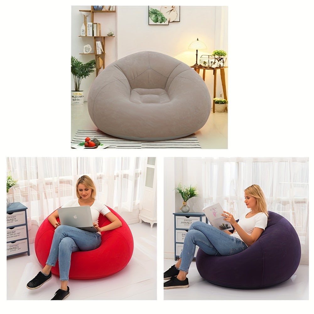 Fauteuil gonflable confortable, matériau plastique lavable à la main, utilisation polyvalente, design pliable portable, 105 x 105 x 60 cm - 6