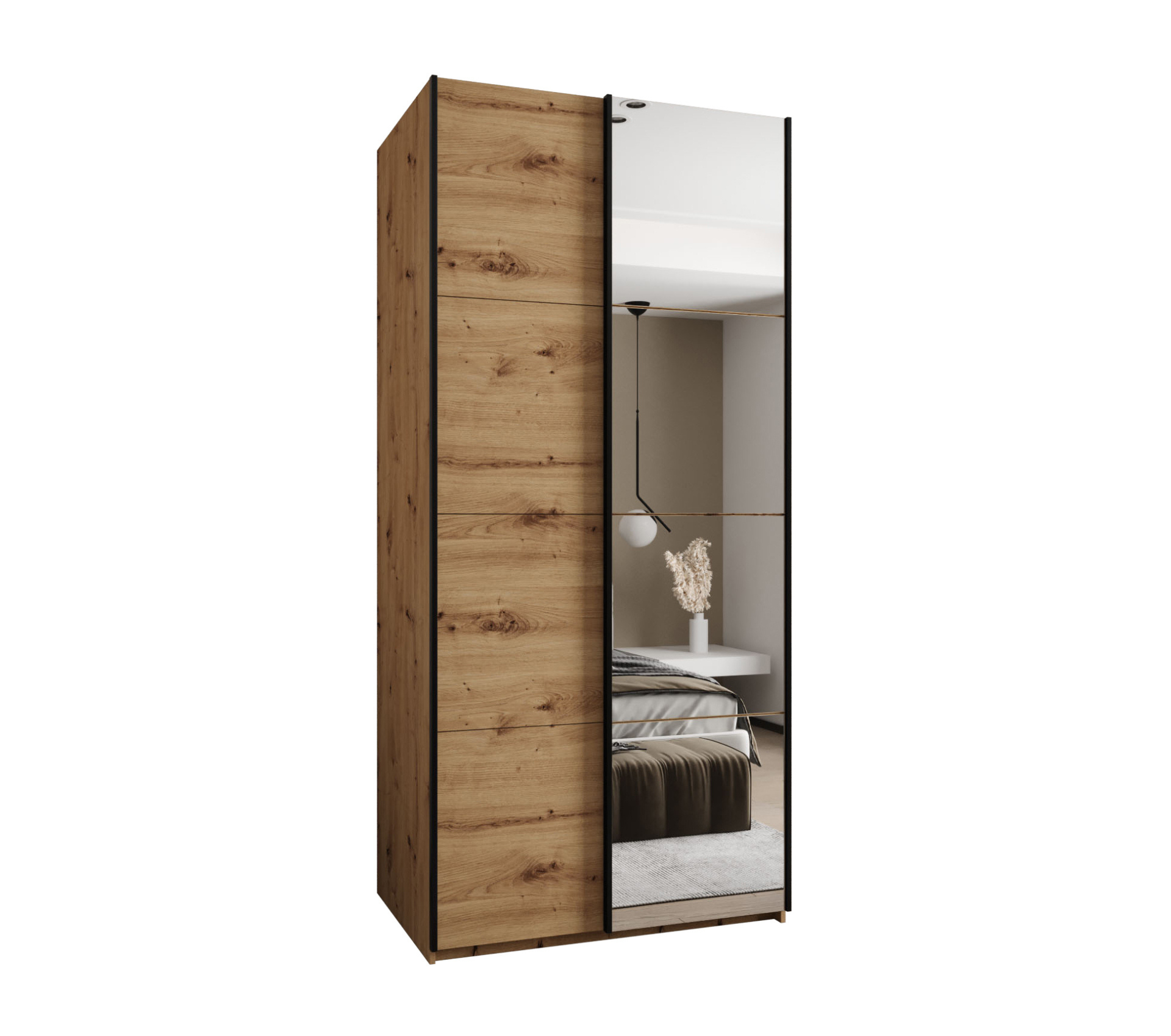 Szafa przesuwna wysoka Lux 3 100 x 64 x 245,5 cm artisan + artisan + u. czarny - Abiks Meble