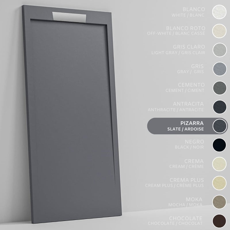 SOULHOME Brodzik prysznicowy– Żywica– Gel Coat– Gładka/Kamienna tekstura – Antypoślizgowy – łupkowy- 110X70- Niski 3cm– Elegancki