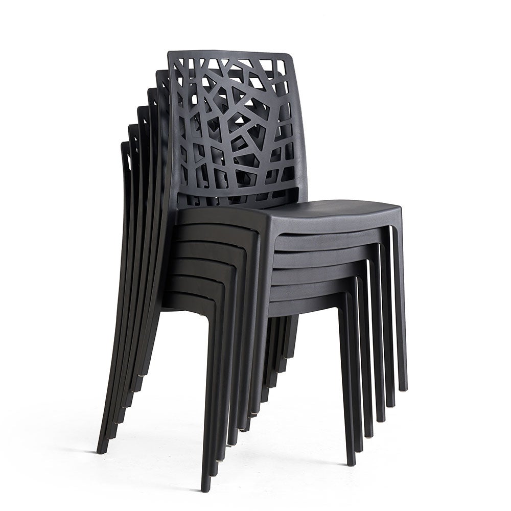 Lot de 4 chaises Trixy de jardin empilables en polypropylène avec fibre de verre noir anthracite - 5