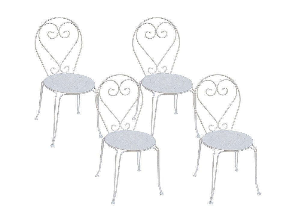 Zestaw 4 krzeseł ogrodowych z metalu w stylu kutego żelaza– kolor biały - GUERMANTES