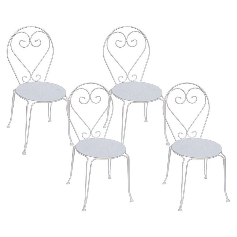 Zestaw 4 krzeseł ogrodowych z metalu w stylu kutego żelaza– kolor biały - GUERMANTES