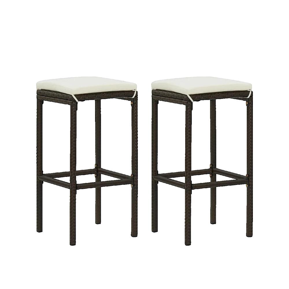 Ensemble de bar de jardin avec coussins 3 pcs Marron vidaXL - 3