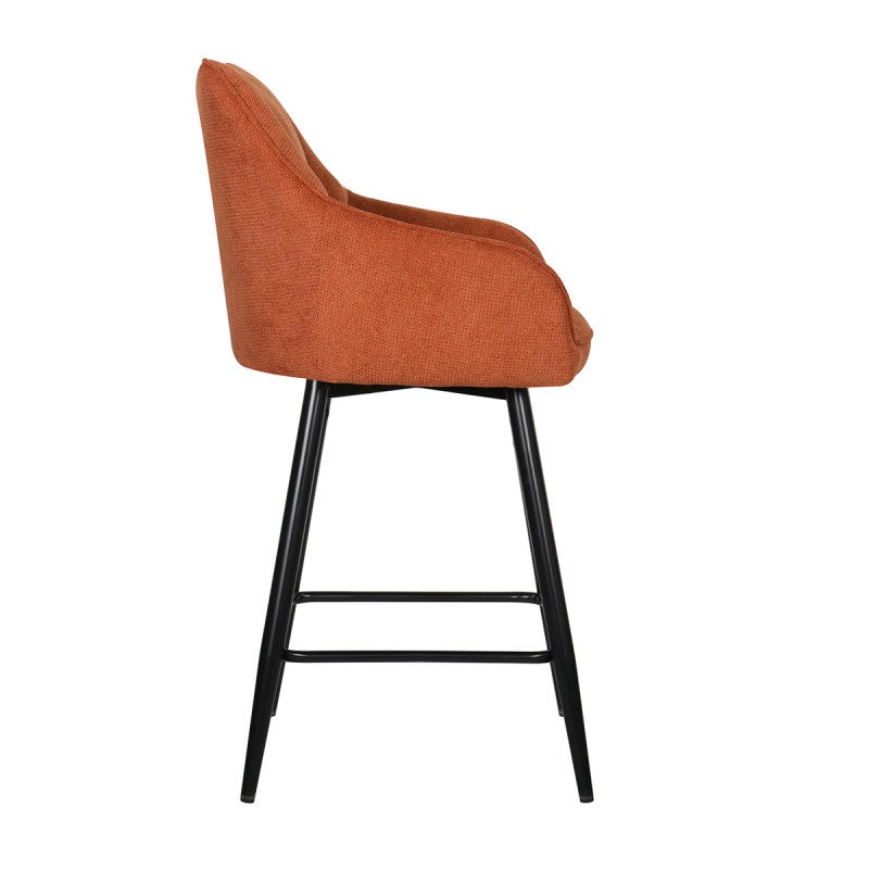 Tabouret de bar pivotant Rio terracotta pieds métal noir - 3