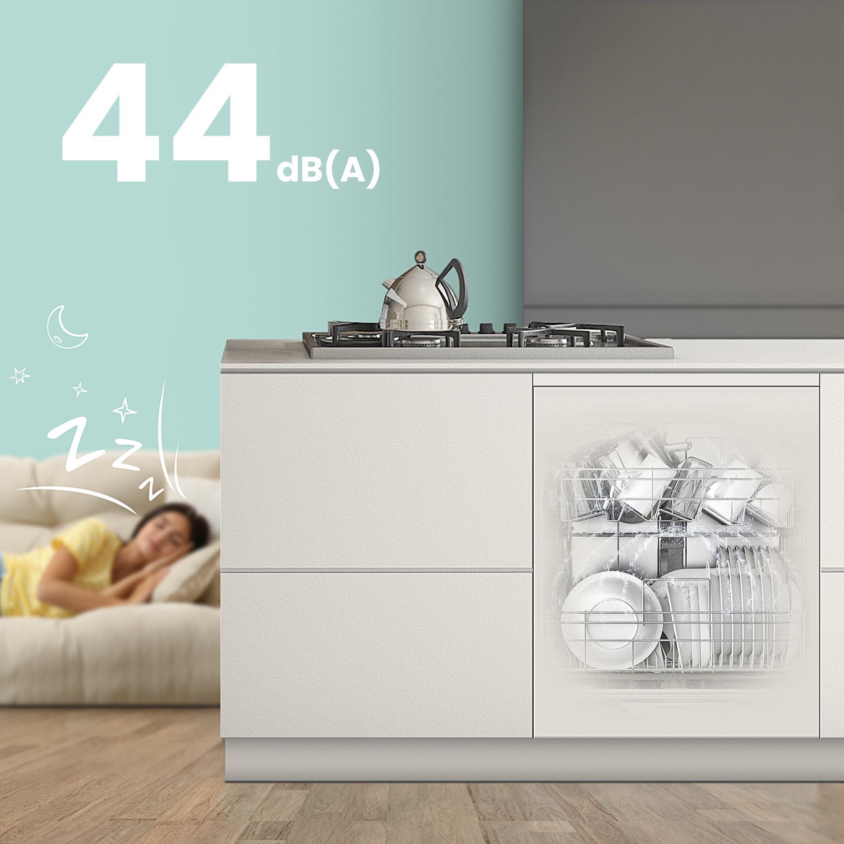 Lave vaisselle encastrable COMFEE 60cm intégrable 14 couverts - 44dB - 8 programmes -Énergétique D - 4