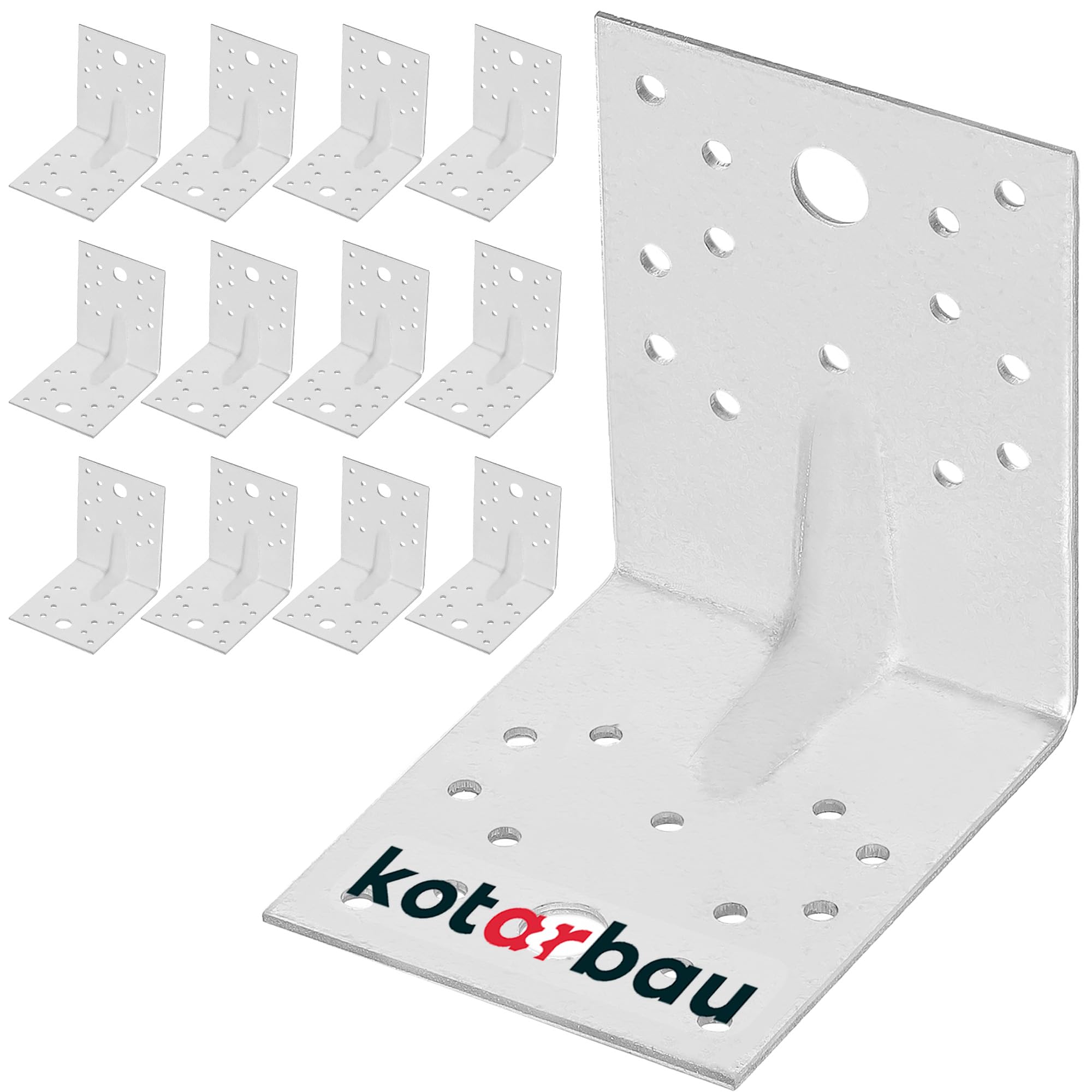 12 szt. Kątownik Ciesielski - Łącznik Budowlany - 100 x 100 x 80 mm - Stal ocynkowana - z Przetłoczeniem - Nierdzewny KOTARBAU