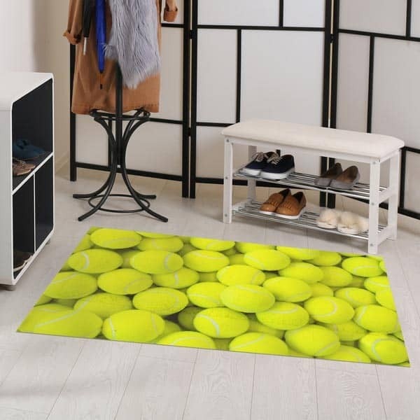 Tapis De Porte Tennis 40.6x61 Cm - Motif Raquettes Et Balles, Antidérapant, Absorbant, Pour Intérieur/extérieur - 8