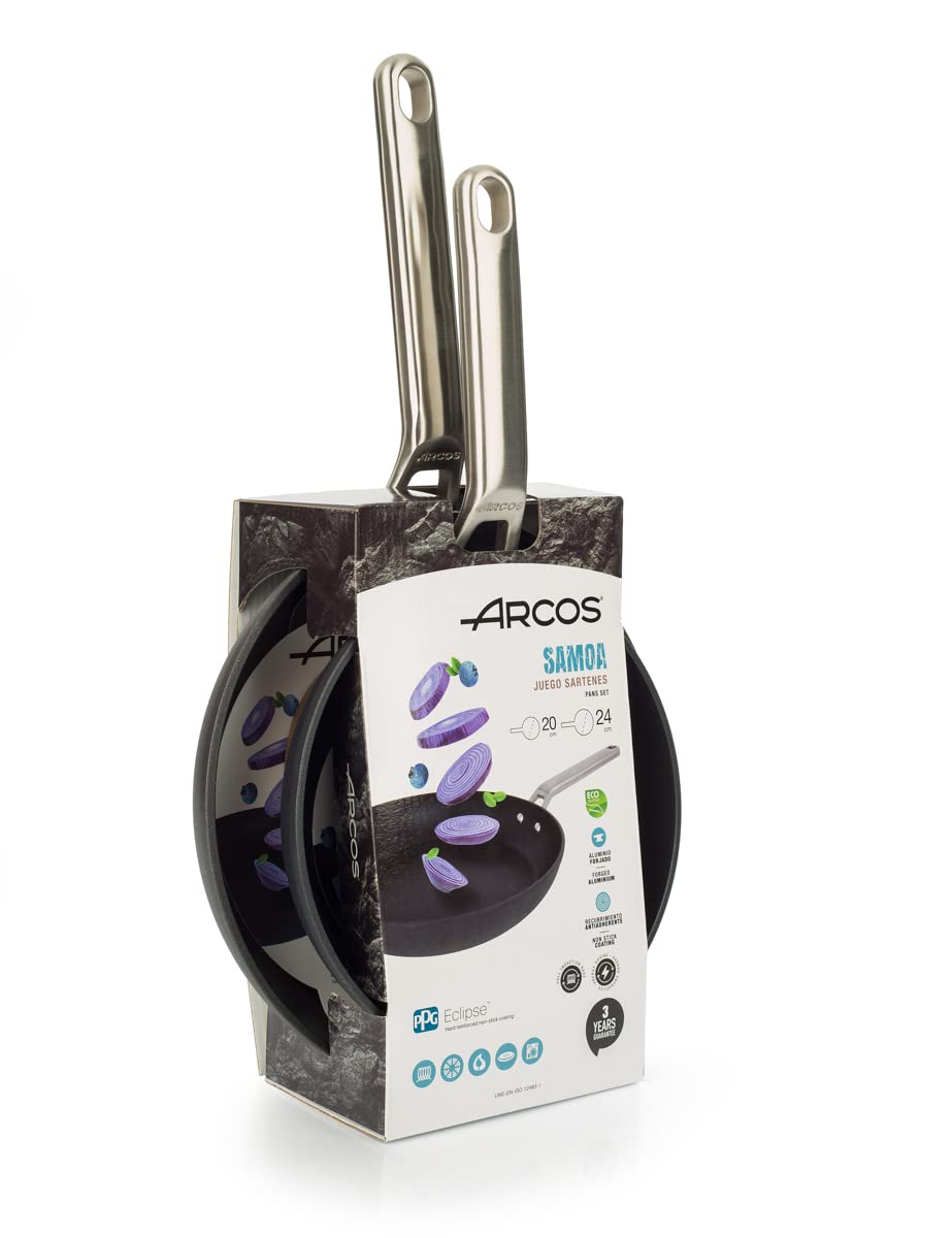 Set Padelle ARCOS Samoa 20 E 24 Cm - Alluminio Forgiato, Induction, Lavabile In Lavastoviglie, Nero - Foto 4