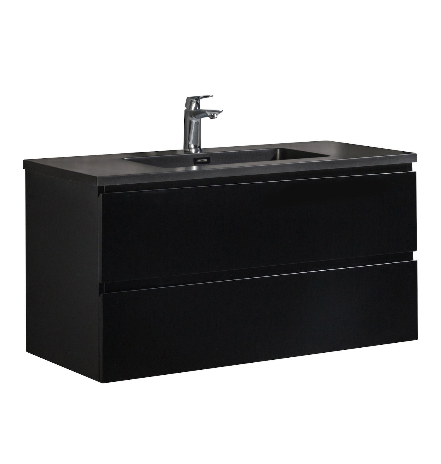 Badplaats conjunto de muebles de baño angela 100 cm - negro mate - mueble de baño con lavabo negro
