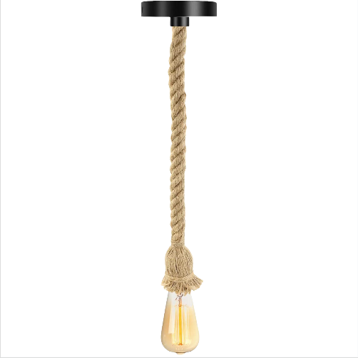 E27 Retro Żyrandol z liny konopnej Lampa Wisząca Retro Żyrandol sufitowy Lampa z liny konopnej PR Bar Rope Cafe Stair Restaurant Studio -50cm (