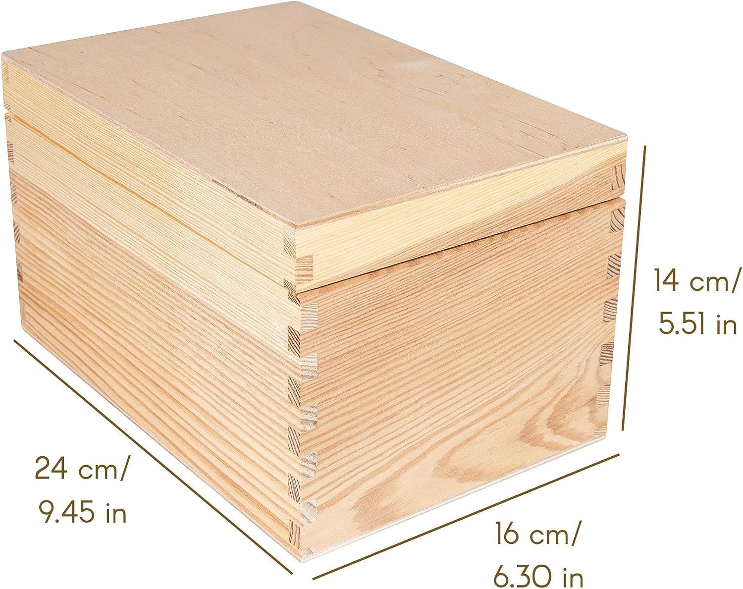 Creative Deco Boite Rangement en Bois pour CD et DVD | 16 x 24 x 14 cm | 3 Compartiments | avec Couvercle | Non-Peint| Boîte Organiseur Bureau - 8