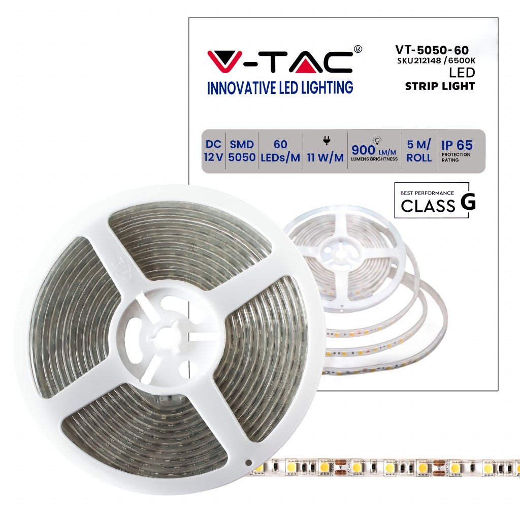 Taśma LED SMD5050 11W/m 5m 60 LED/m 12V 6500K IP65 10mm