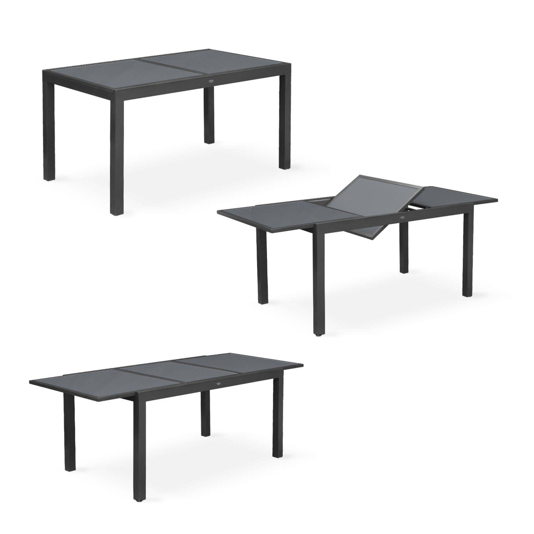Table de jardin extensible aluminium + 6 assises - Orlando Gris taupe - Table en aluminium 150/210cm. plateau de verre. rallonge et 6 chaises en - 3