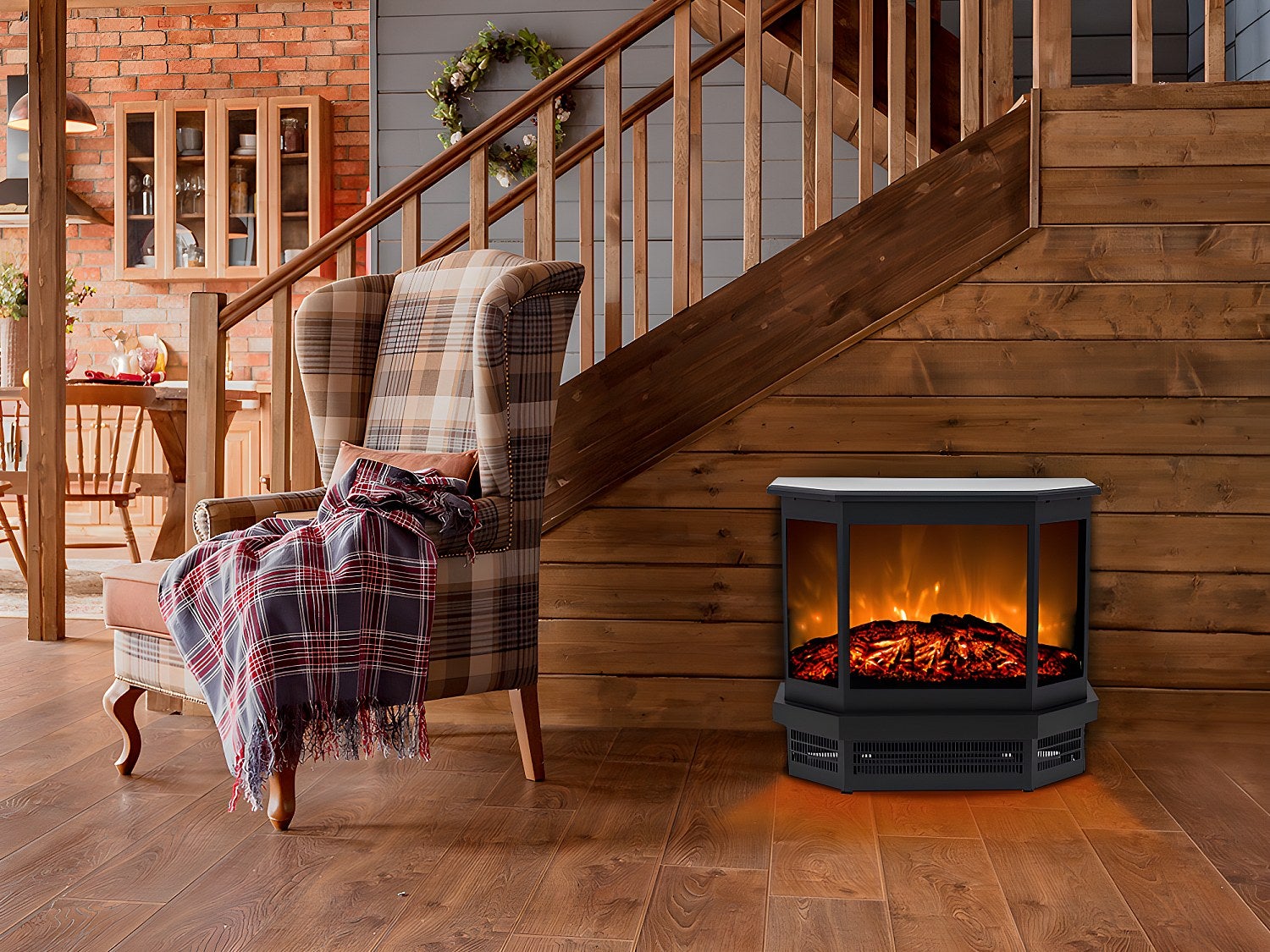 Chimenea eléctrica ETNA - Ancho 55.8 x Prof. 22.5 x Alt. 51.6 cm - Negro - 5