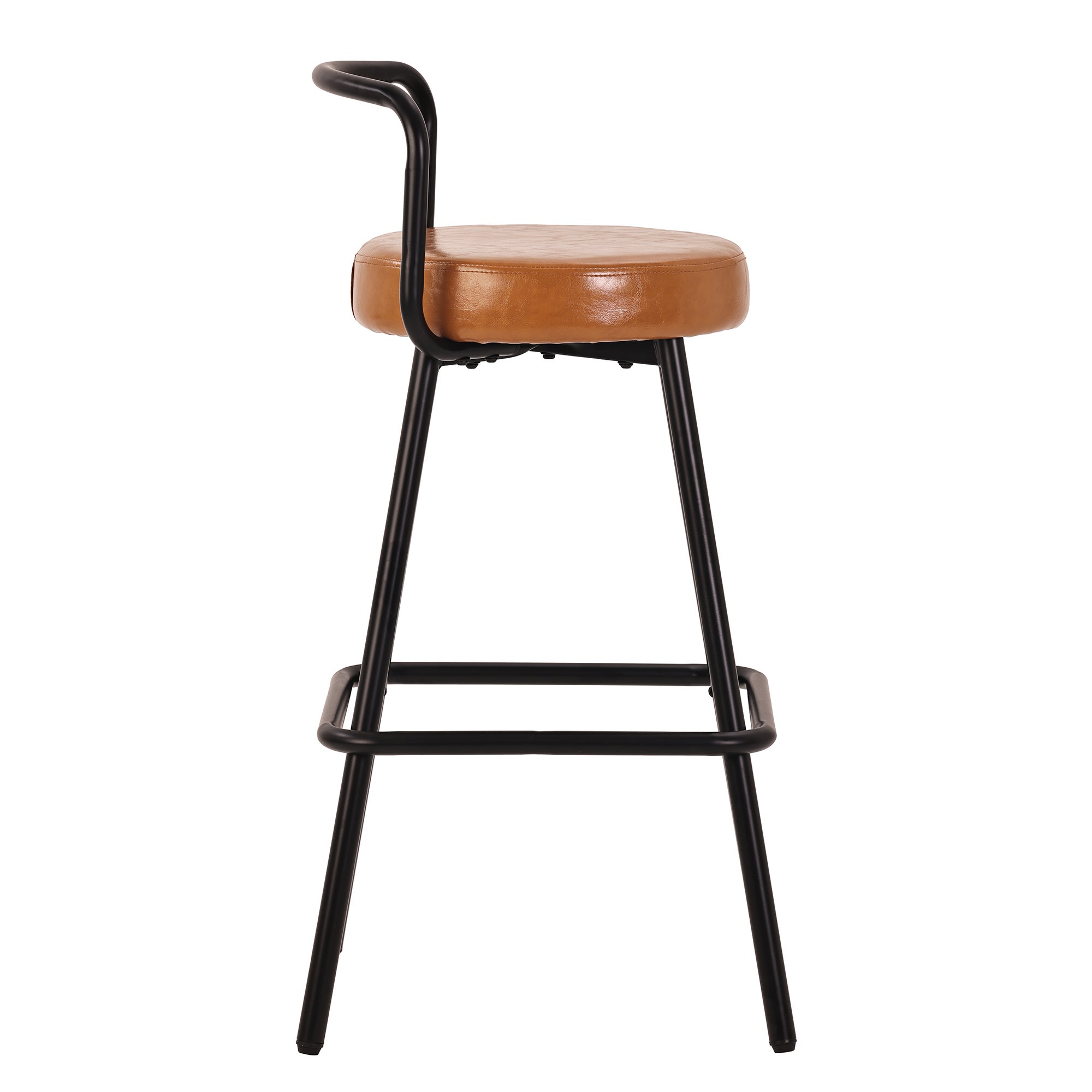 Lot de 4 Tabourets de Bar Modernes en PU Marron, Chaise de bar Dossier Ergonomique avec Pieds Métal Noir, Hauteur 90,5 cm, pour Cuisine ou Bar - 8