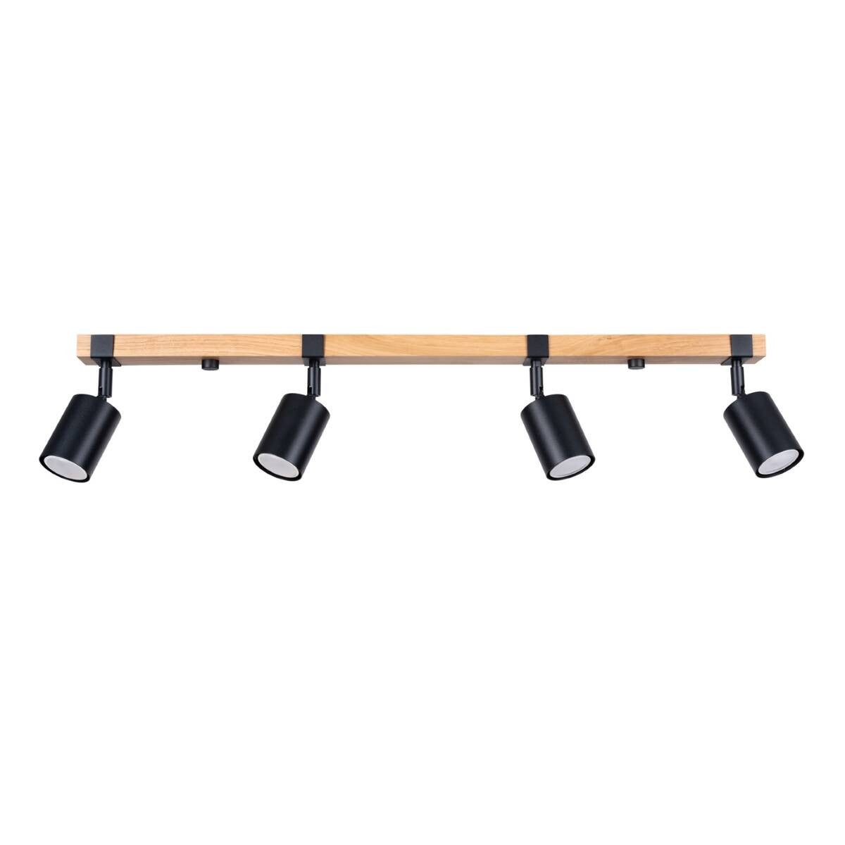 Reflektor sufitowy spot natynkowy Fager listwa czarny-naturalne drewno 4xGU10x10W wym: 17,2 x 6 x 88 cm metal Sollux Lighting