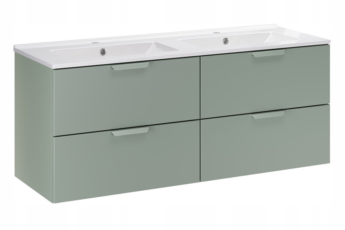 Szafka łazienkowa ASTER GREEN 120 cm zielony mat z umywalką LAVA