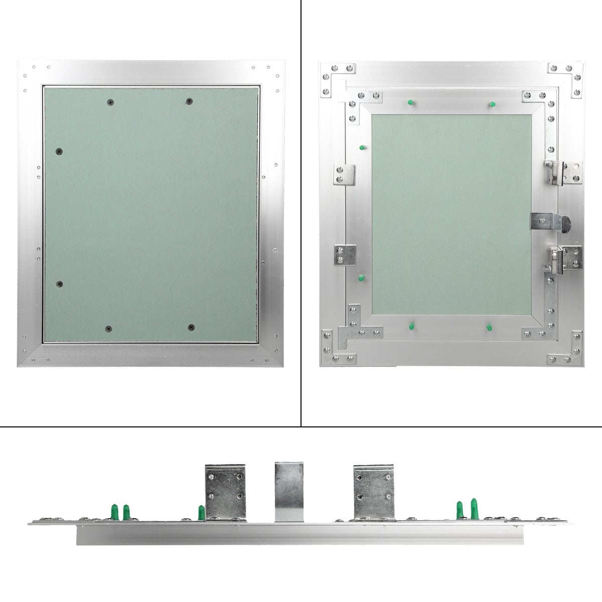 Trappe de visite 250x300 mm aluminium/vert plaque de plâtre imprégnée charnière de porte à droite/à gauche ouverture et fermeture par bouton-poussoir - 7