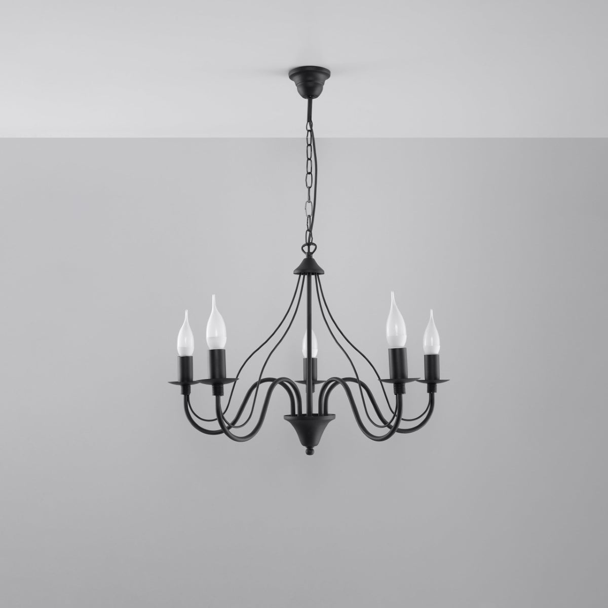 Żyrandol VIVOW 5 czarny LED 4000K - 60x60x80cm Sollux
