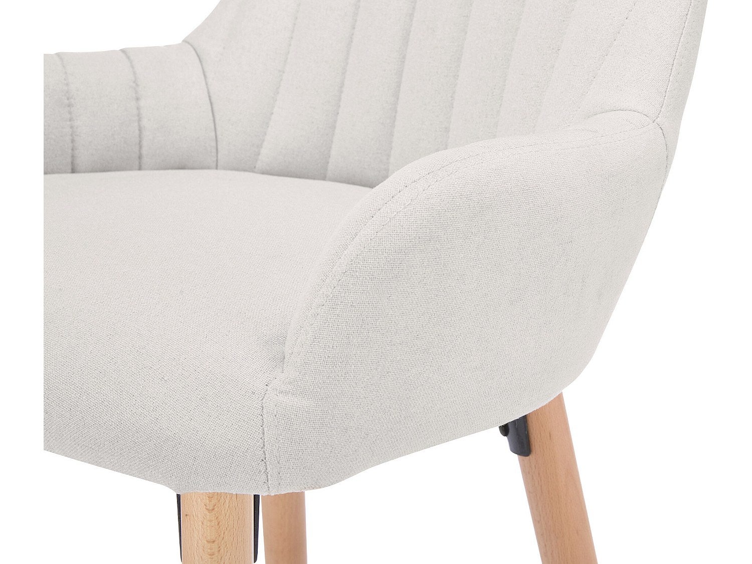 Lote de 2 taburetes de bar de tela y patas de madera de haya - Crema - ELEANA - 6