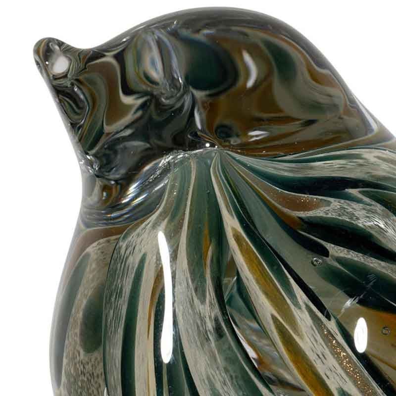 Oiseau décoratif émeraude doré verre 12x7x15cm - 3