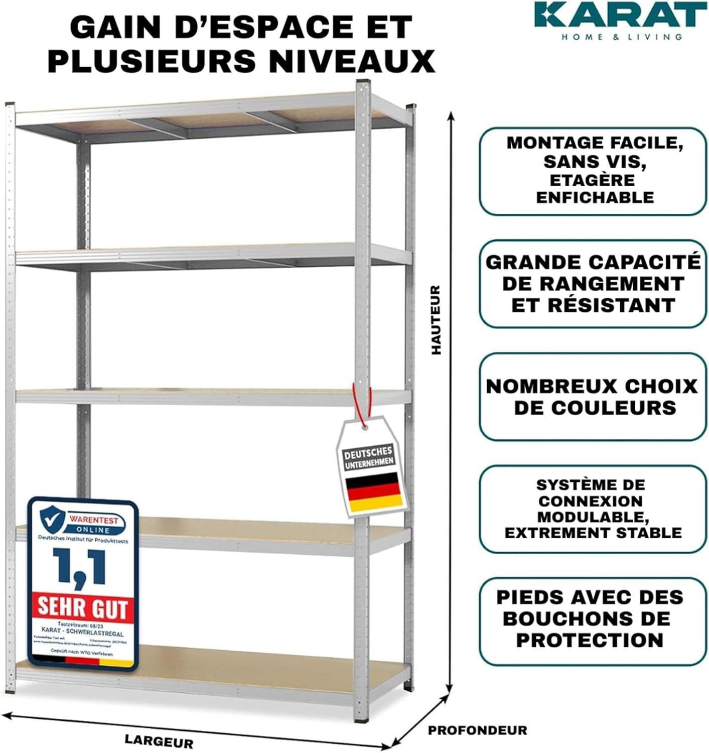 Étagère pour charge lourde, 180 x 120 x 60 cm | Charge Max : 1250 kg - 2