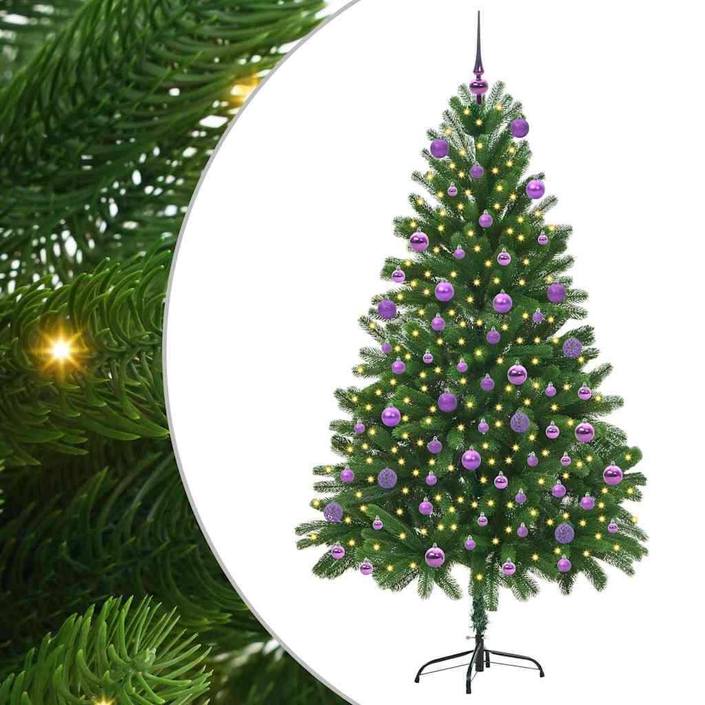 vidaXL Sapin de Noël avec 300 LED avec support Vert 180 cm PE - 2