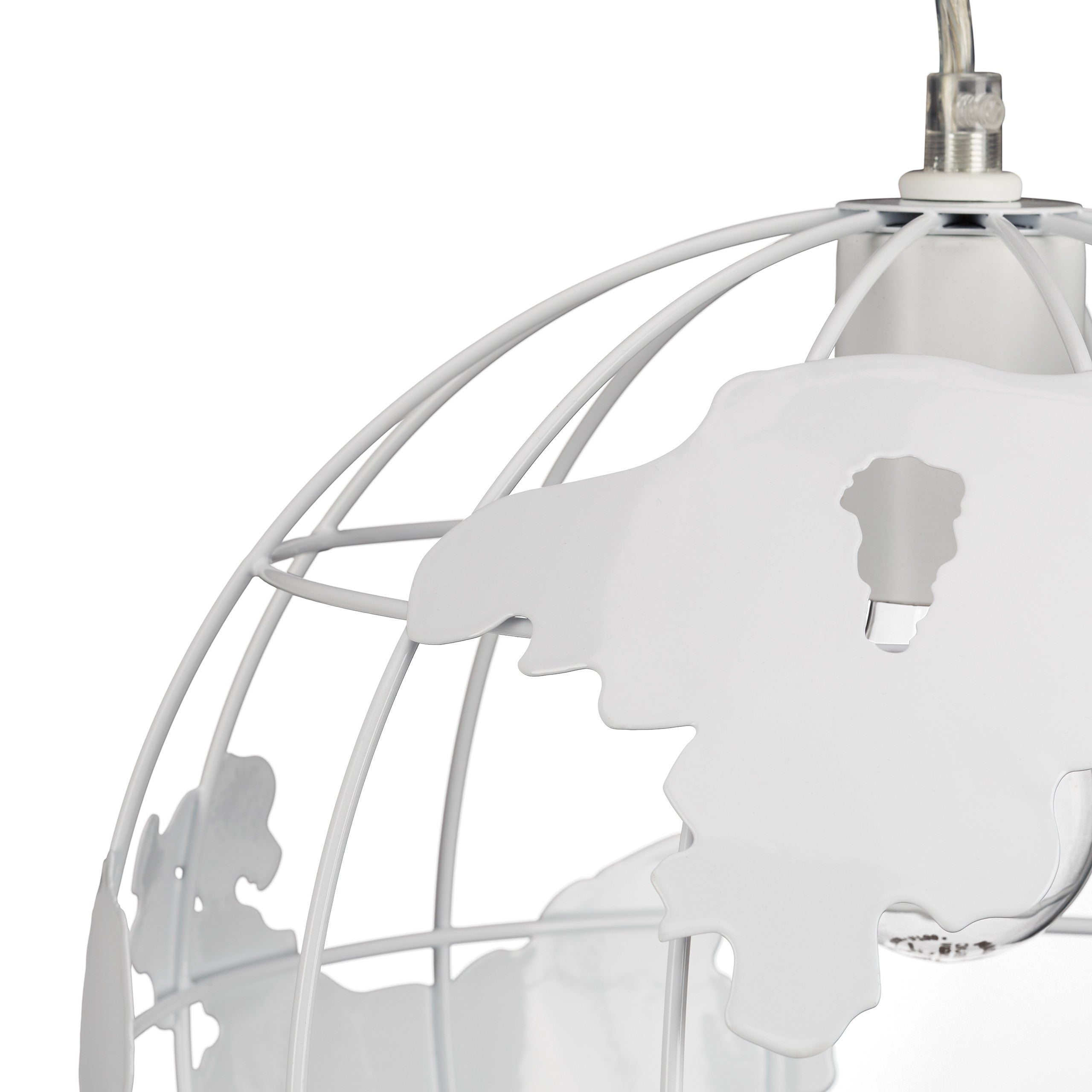 Lampadario Soffitto Sferica, Lampada Sospeso a Globo, Altezza Regolabile, in Metallo, Diametro: 30 cm, Bianco, Relaxdays - 8