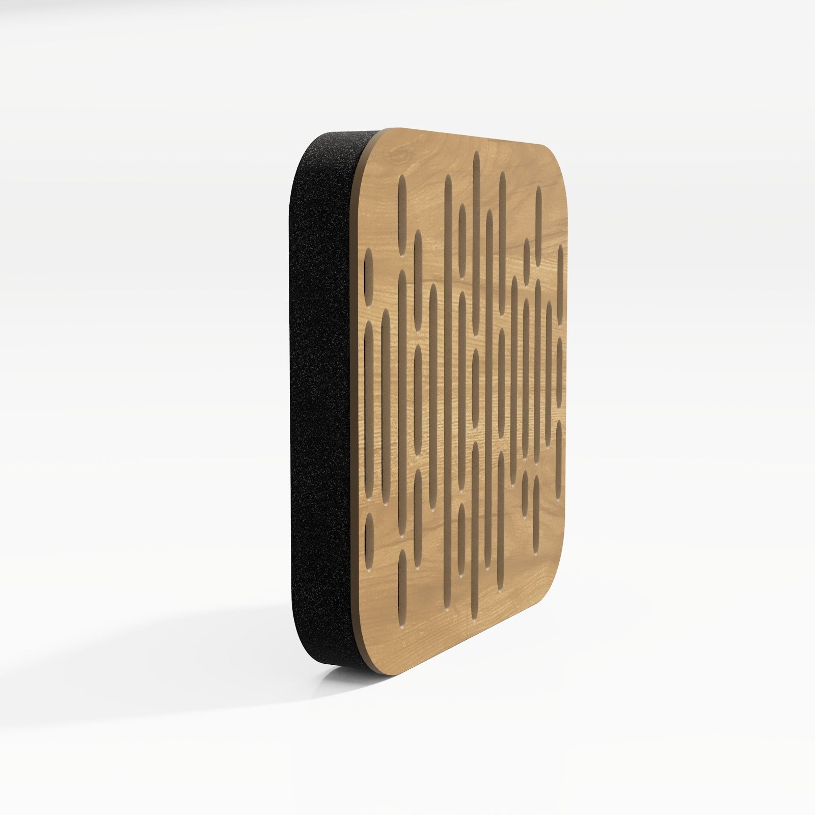 Lot de 8 Mini-Panneaux acoustiques insonorisants WAVE-D 23x23x3 cm - 0,42 m² surf.totale -MDF perforé laminé et mousse acoustique -Chêne - 3
