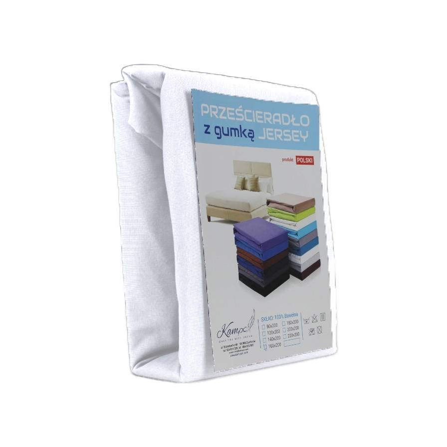 Kam-Pol prześcieradło z gumką jersey biały 70x210 cm