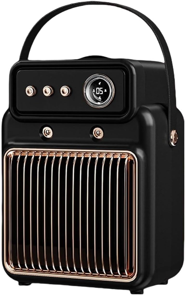 Cichy grzejnik biurowy, zabezpieczenie przed przegrzaniem, nawilżanie powietrza w pomieszczeniu, wentylator wewnętrzny, czarny