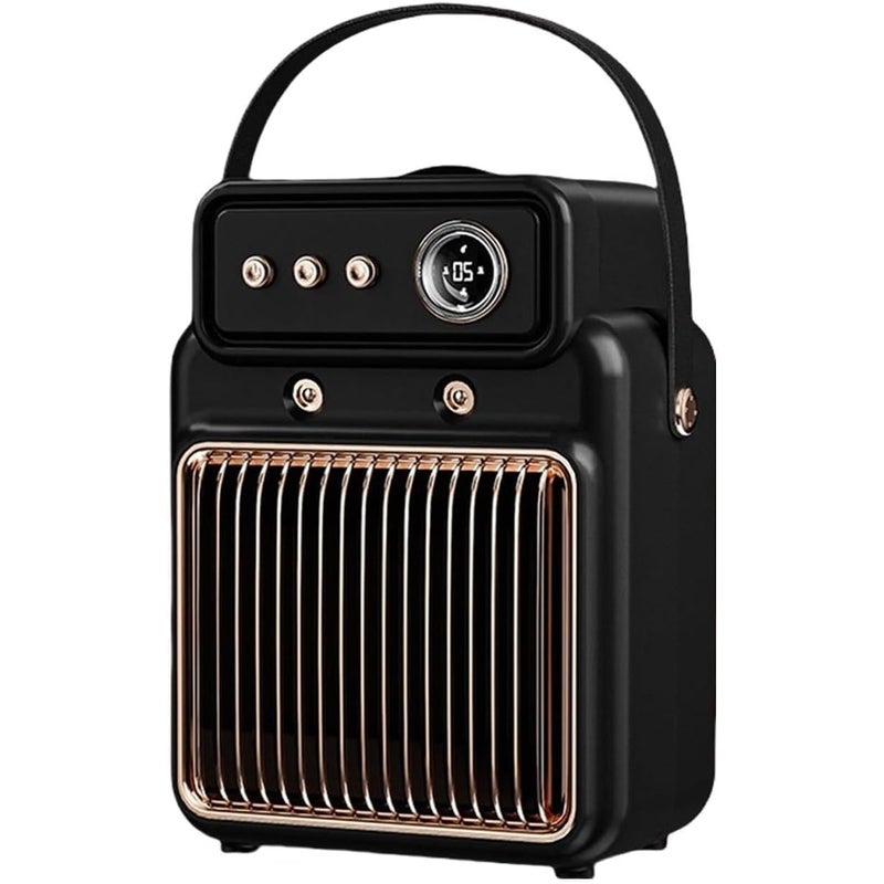 Cichy grzejnik biurowy, zabezpieczenie przed przegrzaniem, nawilżanie powietrza w pomieszczeniu, wentylator do pomieszczeń, czarny