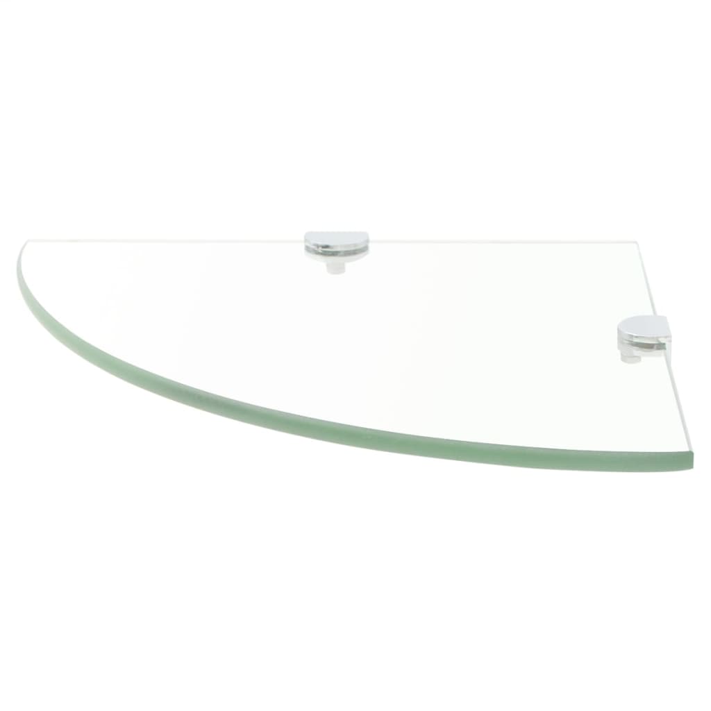 Półka narożna ze szkła hartowanego 35x35 cm z chromowanymi uchwytami – wytrzymała, elegancki design – ComfortXL