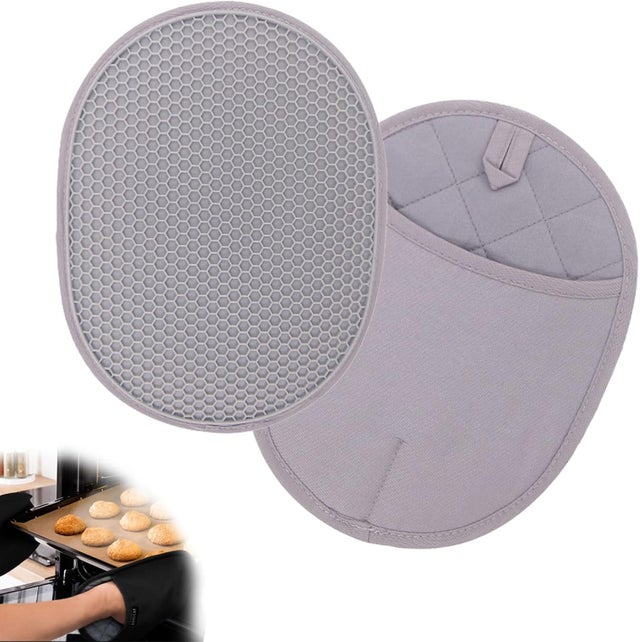 (Gris) 2 piezas de manoplas de silicona para horno de cocina, guantes y agarraderas, almohadilla aislante de panal, manoplas de horno resistentes al c
