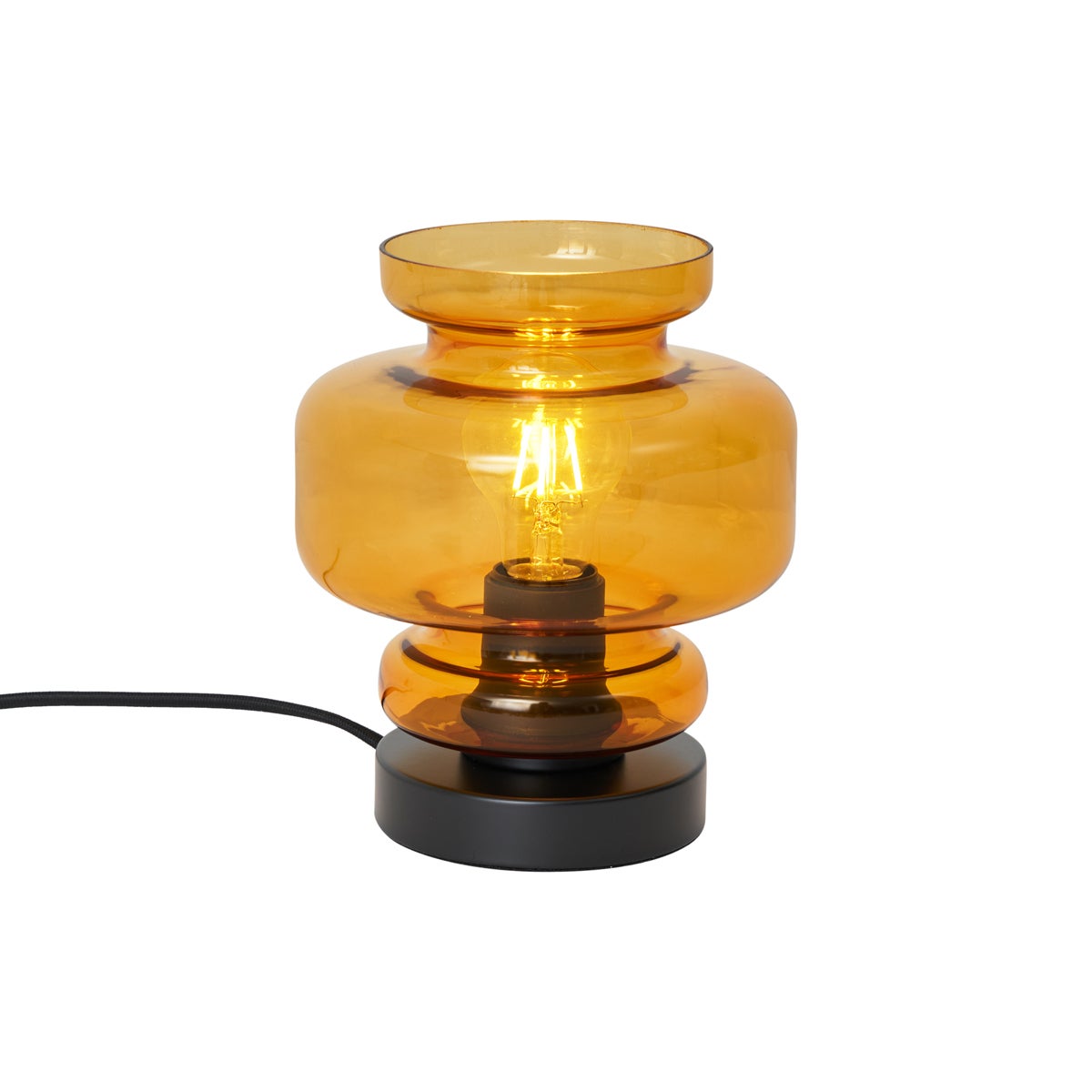 Lampa stołowa w stylu retro czarna z pomarańczowym szkłem - Denise