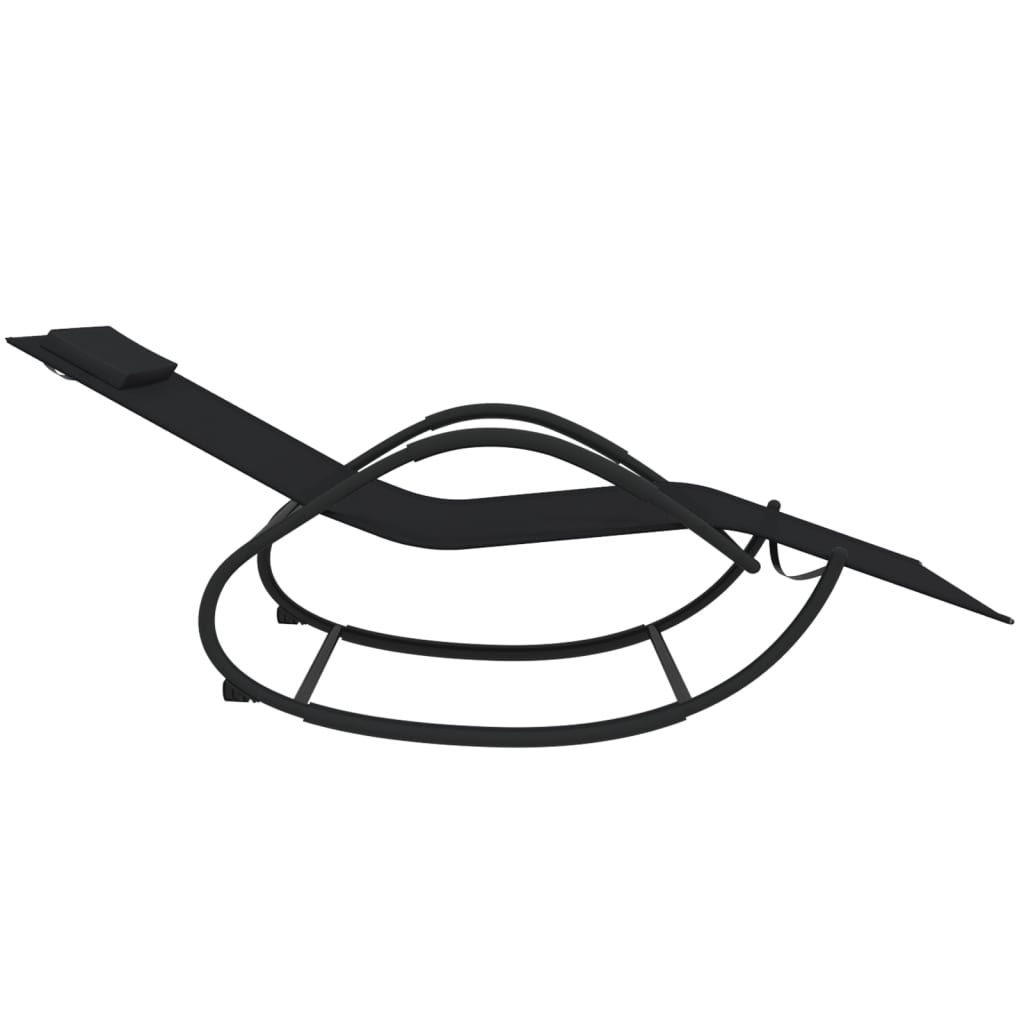 Set di due poltrone lounge a dondolo in acciaio nero e Textilene 02_0011975 - 4