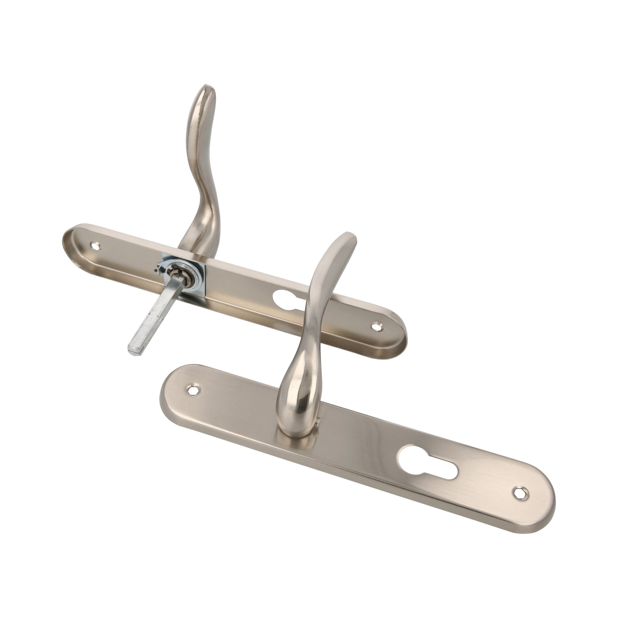 Amig - Set Maniglia per Porta - Modello Lena - Acciaio - 238 x 40 mm - Serratura di 85 mm - Colore: Cromato opaco - 3