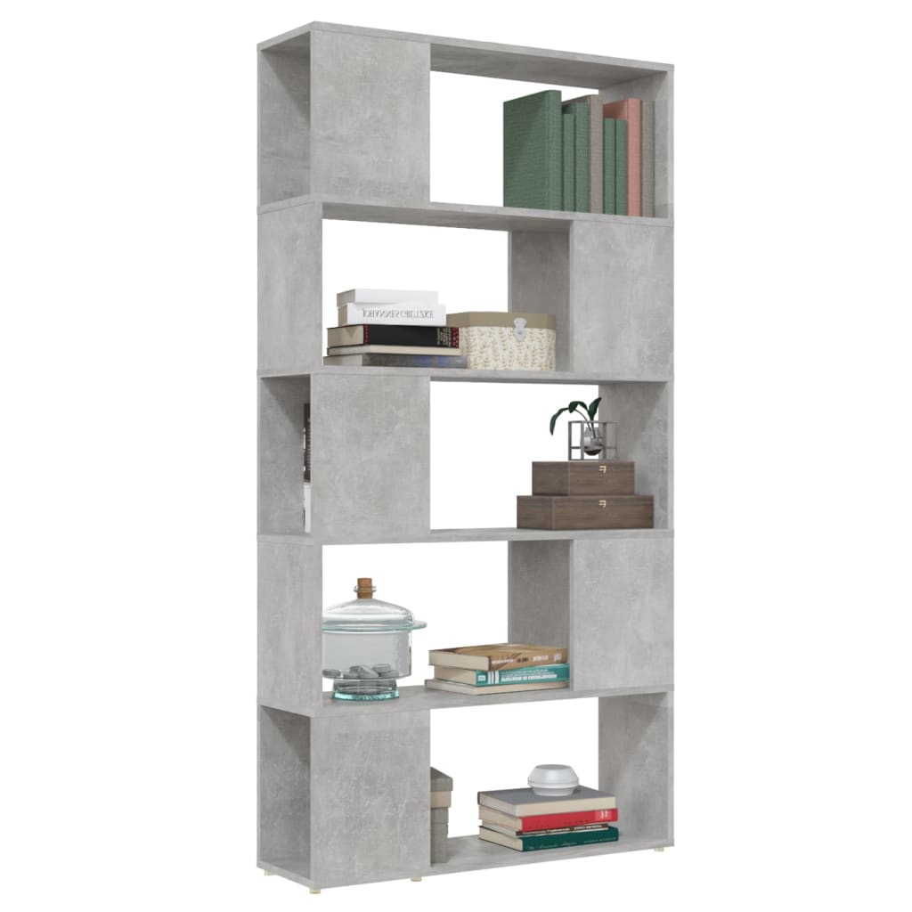 Bibliothèque de séparation, gris béton, pour le salon, 80 × 24 × 155 cm - 5