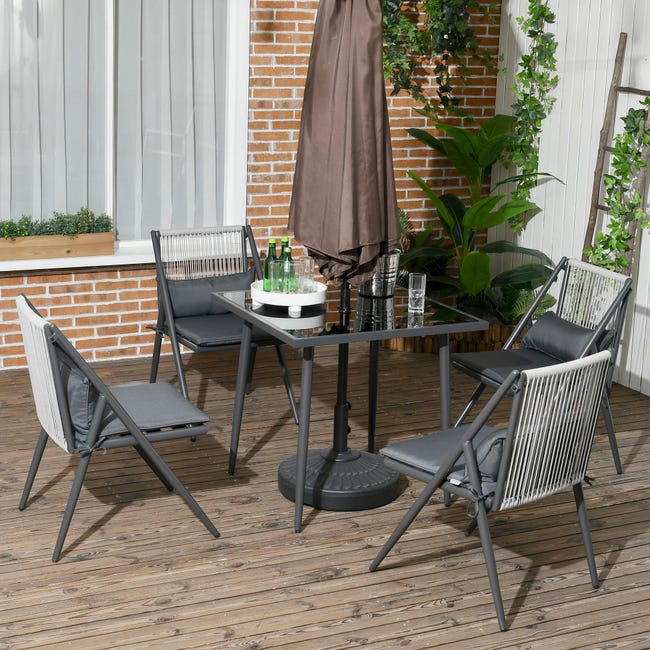 Outsunny Set Tavolo da Giardino con Sedie da 7 Pezzi, Set da Pranzo con Tavolo Outsunny Set Tavolo da Giardino con Sedie da 7 Pezzi, Set da Pranzo con Tavolo