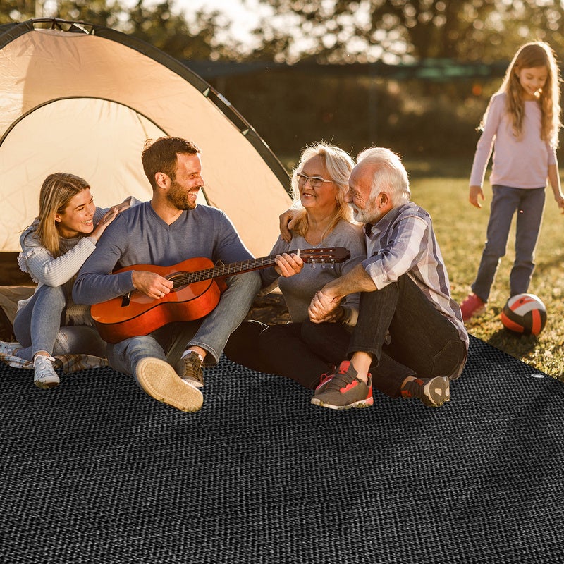 Tapis de tente noir en PEHD 250 x 400 cm pour le camping et les voyages en plein air, sac de transport inclus. - 8