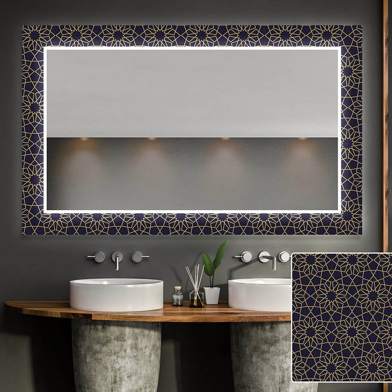 Zdjęcia - Lustro ścienne Dekoracyjne lustro z podświetleniem LED do salonu Jasne lustro LED z chłodnym białym oświetleniem 7000K(70x60cm)
