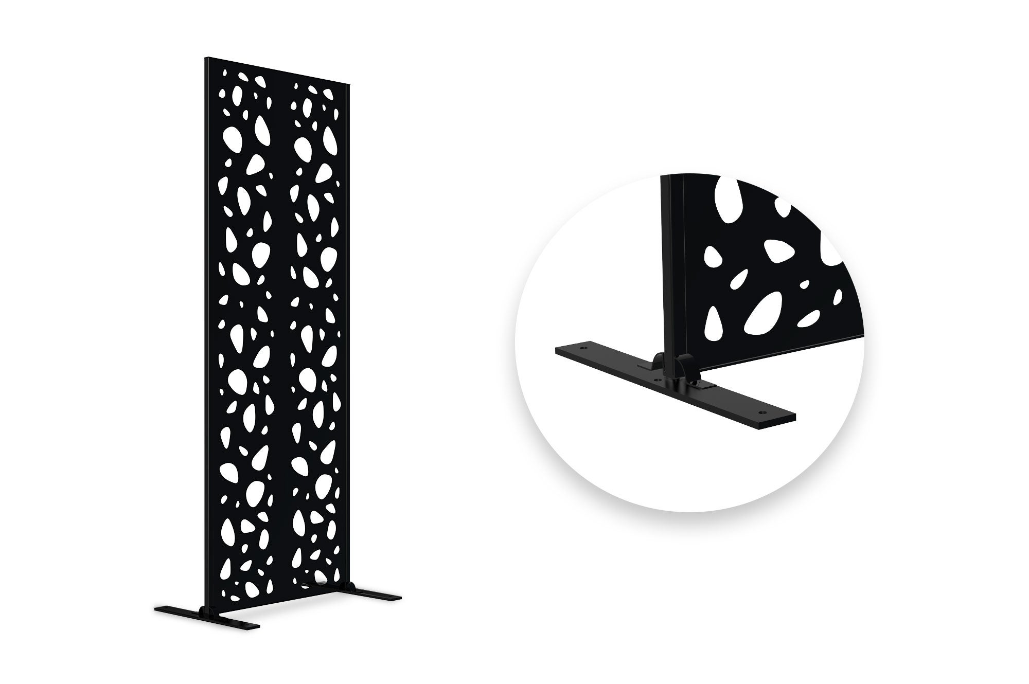 Lot de 3 panneaux décoratifs SUNNY Noir H.160cm motifs sur les côtés - 3