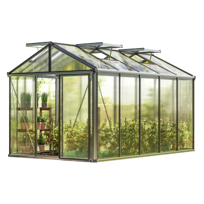 GFP szklarnia Diamas 23 Light 235x385 cm - grube panele poliwęglanowe ok. 12 mm - kolor: aluminium naturalne