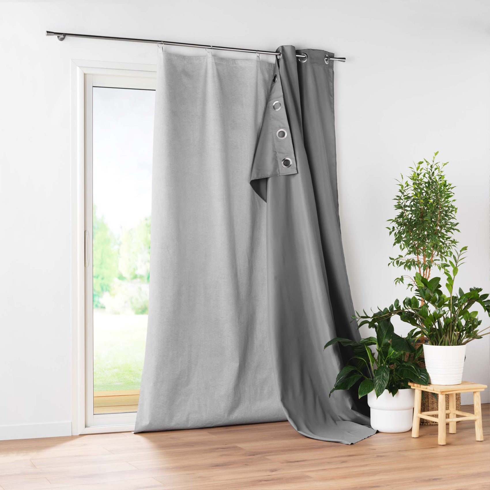 Doublure thermique avec anneaux pour rideaux - Gris - 130x230 cm - 3