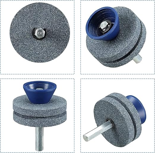 2 pcs de lame de tondeuse à gazon double couche, affûteur de lame de tondeuse à gazon résistant à l'usure adapté à la plupart des perceuses - 2