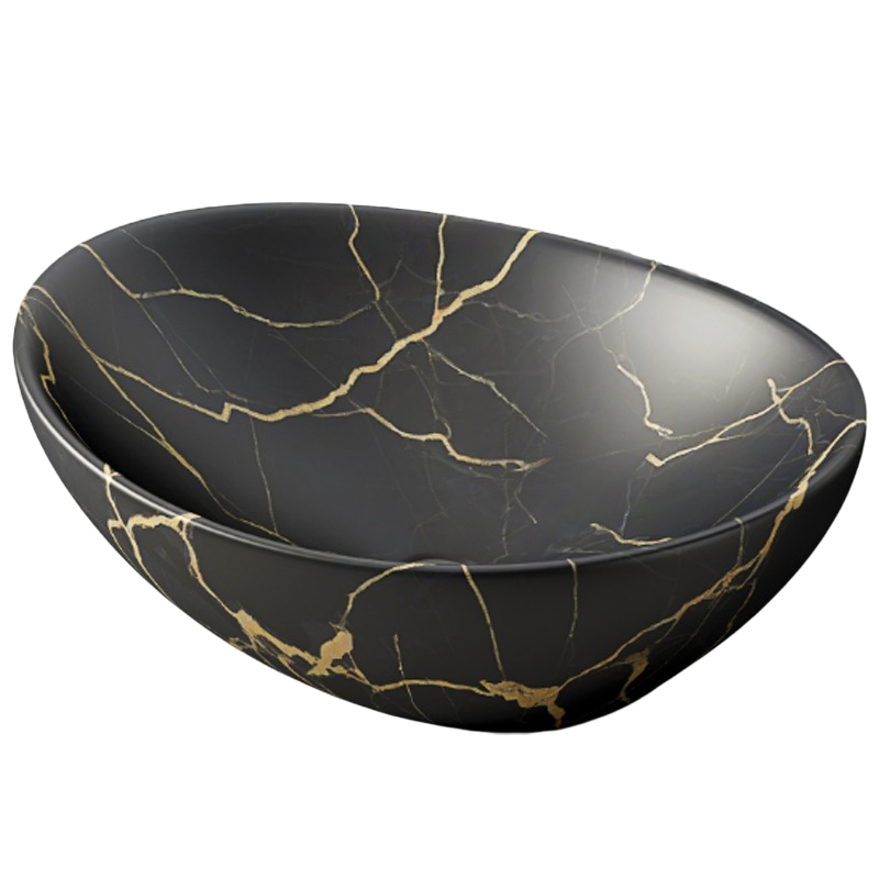 Umywalka nablatowa czarna owalna ceramiczna