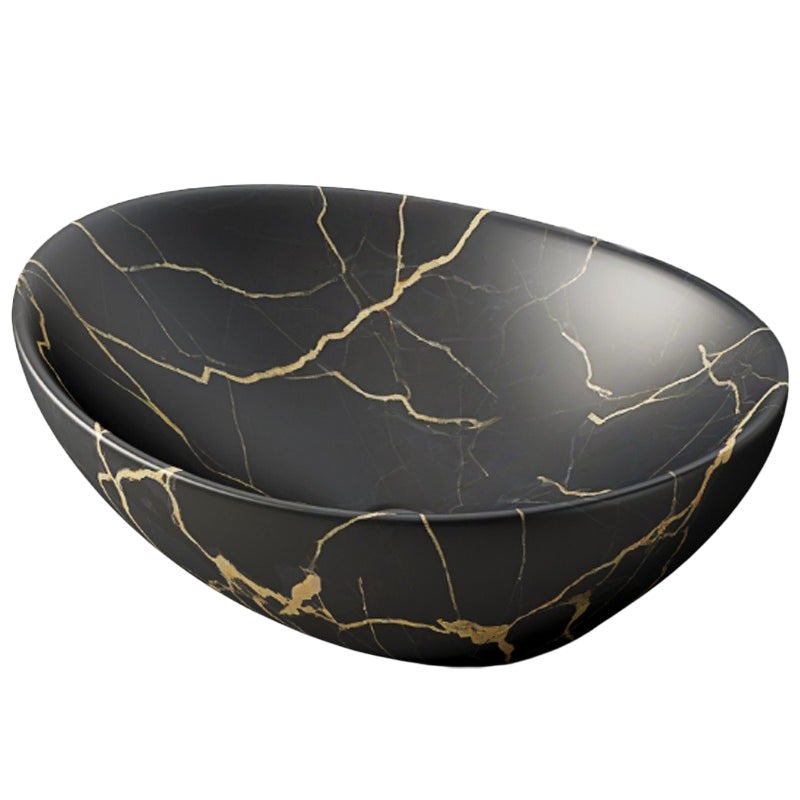 Umywalka nablatowa czarna owalna ceramiczna